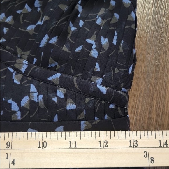 Fame Partners Gown Draped Pleated Blue Black Spaghetti Strap Maxi Dress Floral - Picture 4 of 8